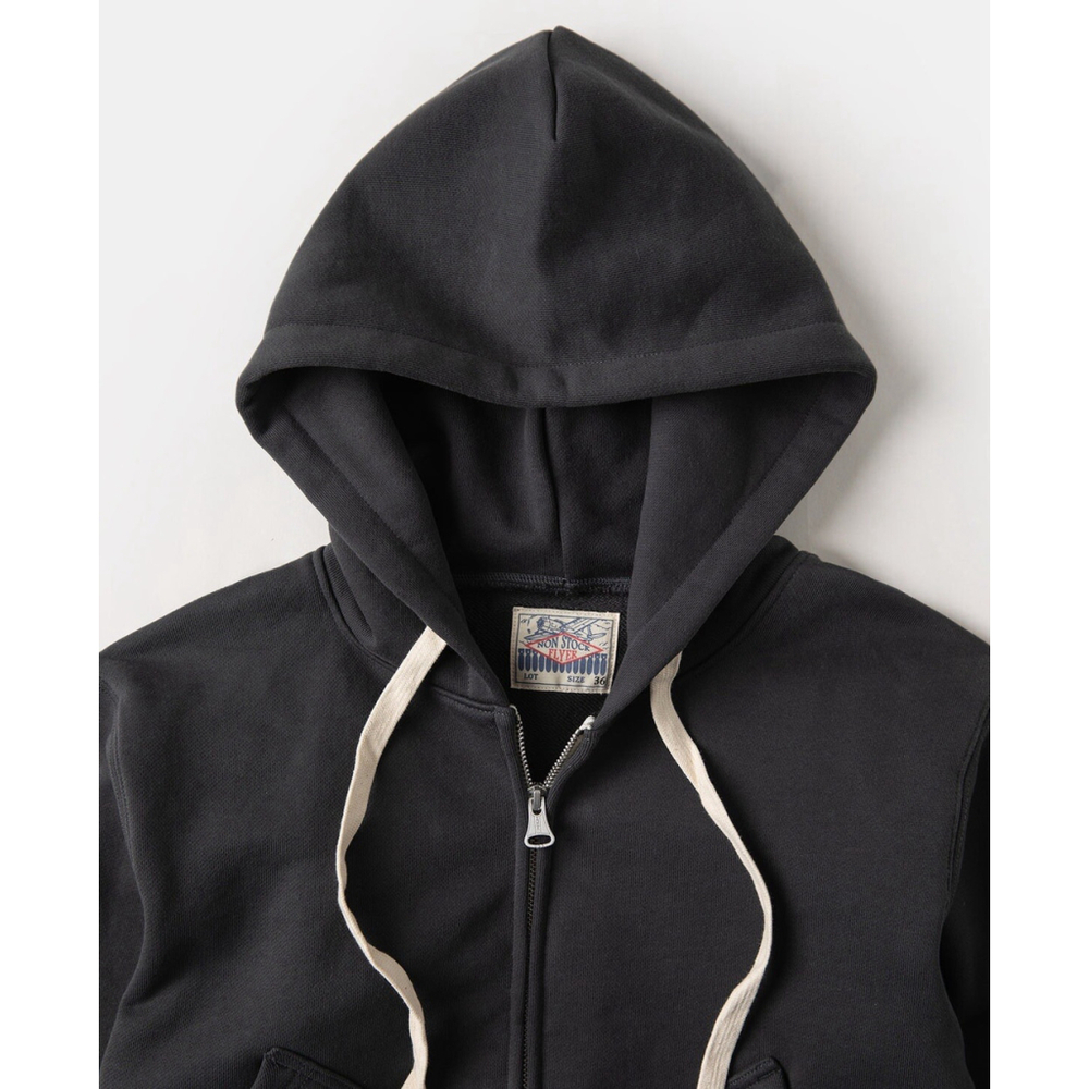 17.5 oz Terry Cloth Zip-Up Hoodie - Vintage Black Non Stock Mfg.SZ 40 🇺🇸SHIP
